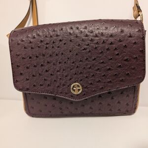 Giani Bernini Dark Brown Faux Ostrich Crossbody Bag